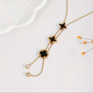 Women’s Gold Plated Stainless Steel Star Clover Necklace Minimalist Shell Pearl